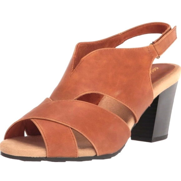 Easy Street Woman's Annette Block Heel Heeled Sandalia Size 8.5 M Brown - Picture 2 of 9
